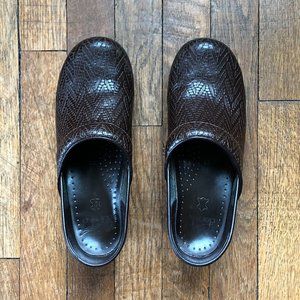 Dansko Brown Leather Clogs, Size 8